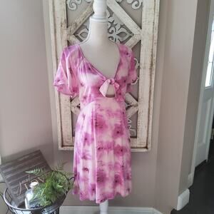 New Abound Women's Tie Front Cutout Short Sleeve Skater Dress